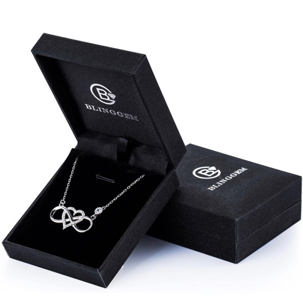 Silver infinity heart necklace 925 sterling cubic zirconia